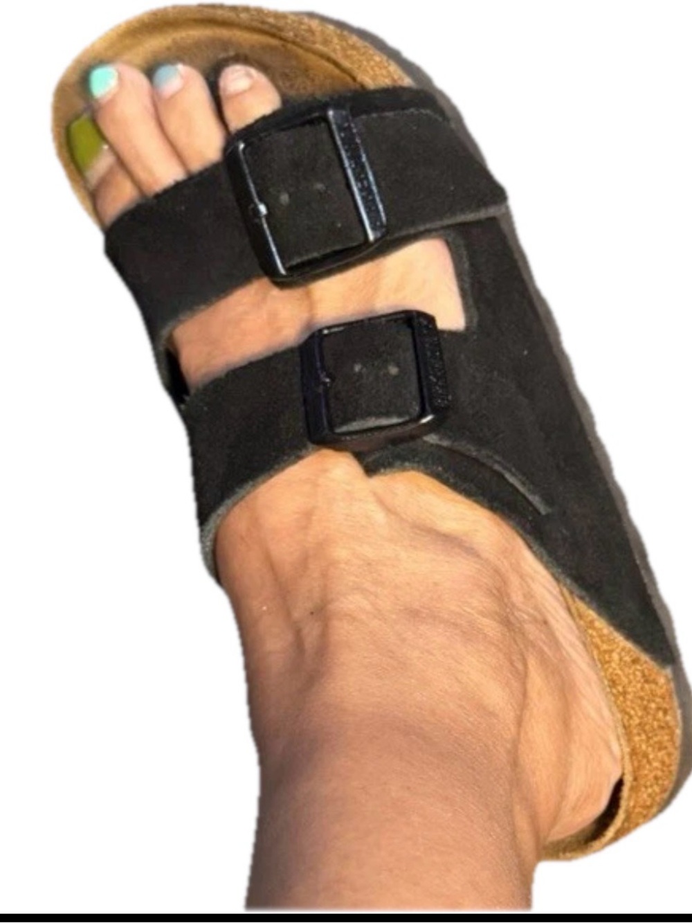 Birkenstock Black Suede Two-Strap Slip-On Sandal women’s 8.5 men’s 6.5